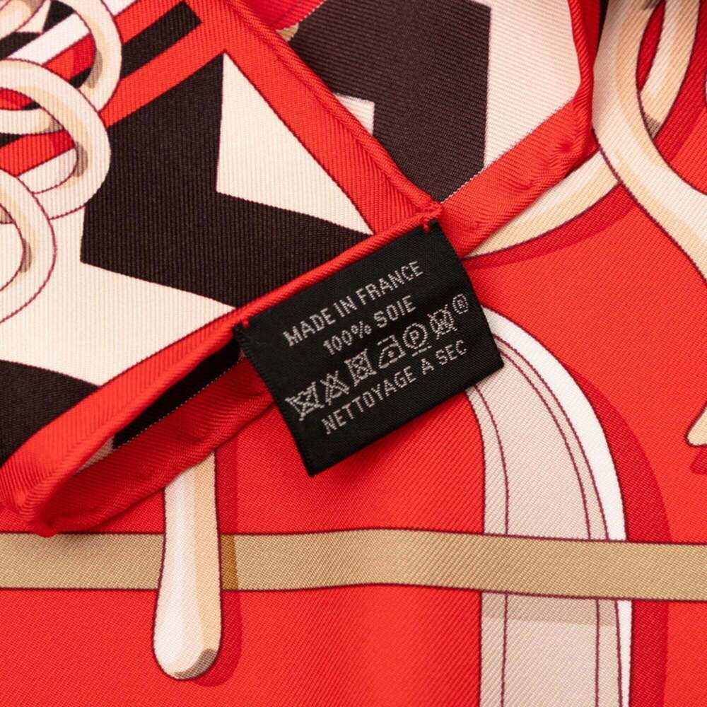 HERMES Authentic Red Silk Scarf - Picture 6 of 7